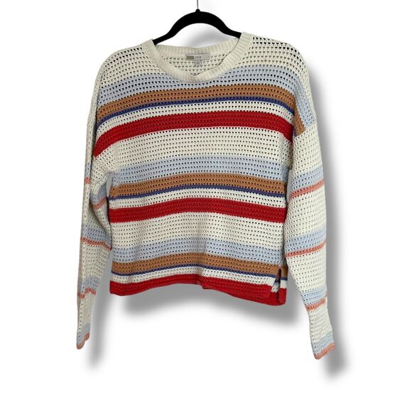 Joie Sweaters - Joie Ivory Striped Open Knit Sweater Women’s Medium NWOT Boho Fall Hues